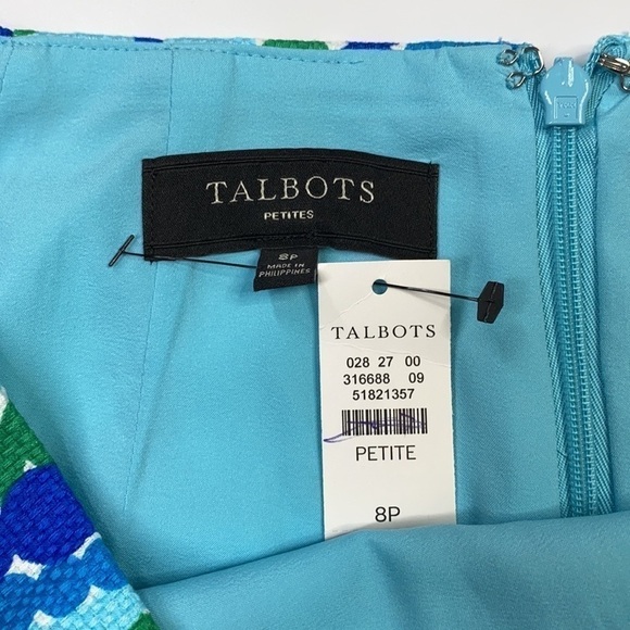 Talbots Wavy Dots Blue Green Pencil Skirt NWT 8P - Picture 5 of 8